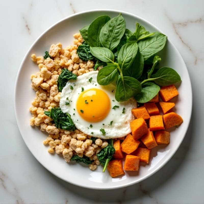 Egg White and Spinach Scramble with Grilled Chicken