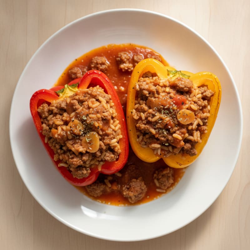 Beef and Rice Stuffed Bell Peppers
