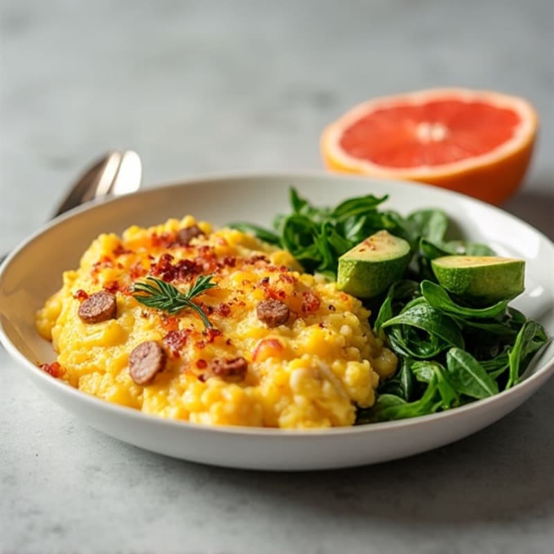 Egg White and Turkey Sausage Scramble with Spinach