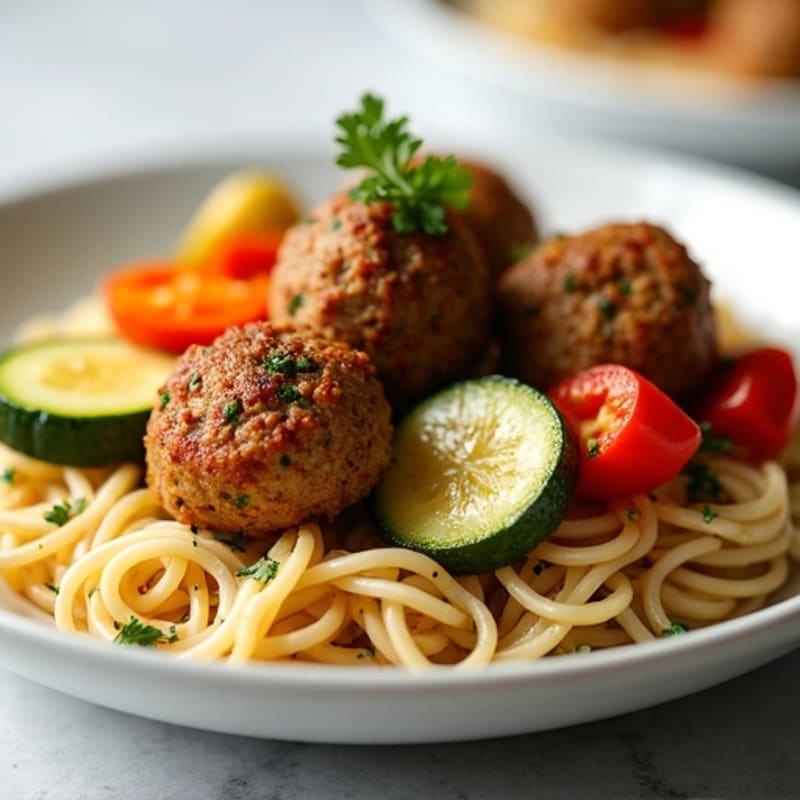 Herb-Seasoned Turkey Meatballs with Roasted Vegetables