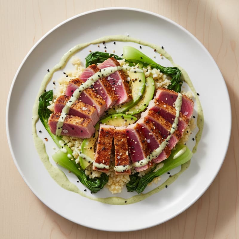 Pan-Seared Ahi Tuna with Zesty Wasabi Drizzle