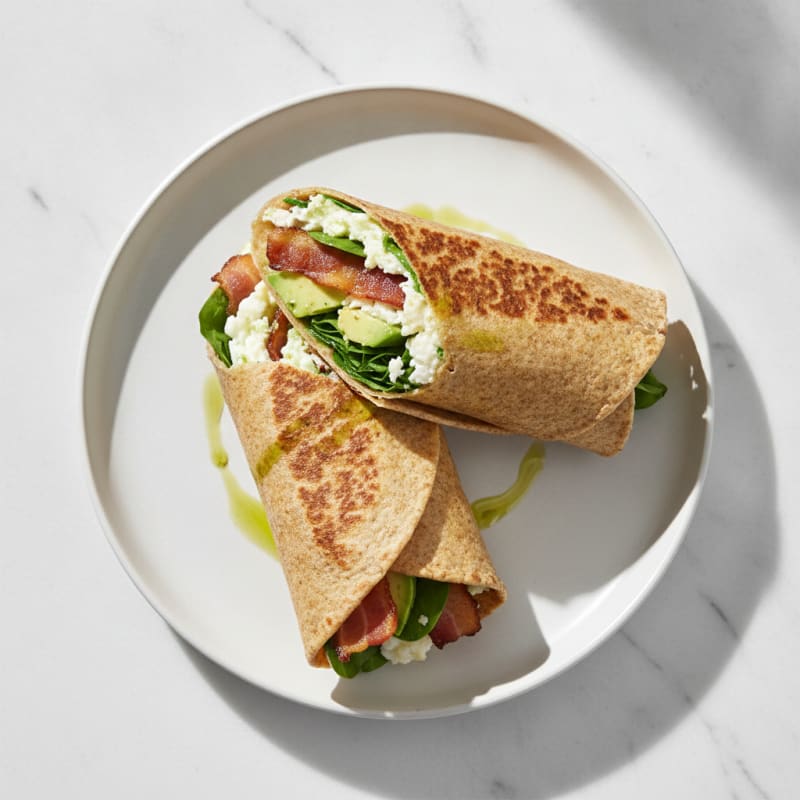 Crispy Turkey Bacon and Egg White Breakfast Wrap