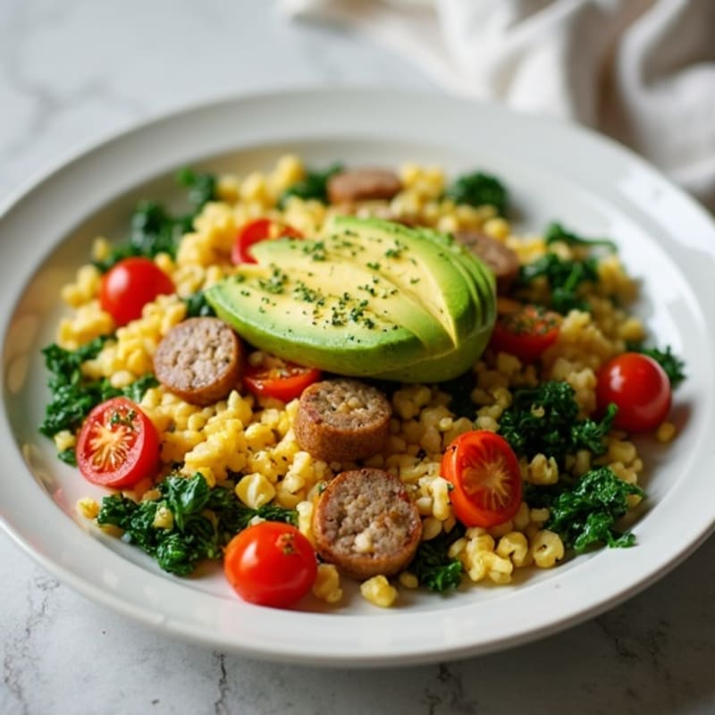 Egg White Veggie Scramble with Turkey Sausage