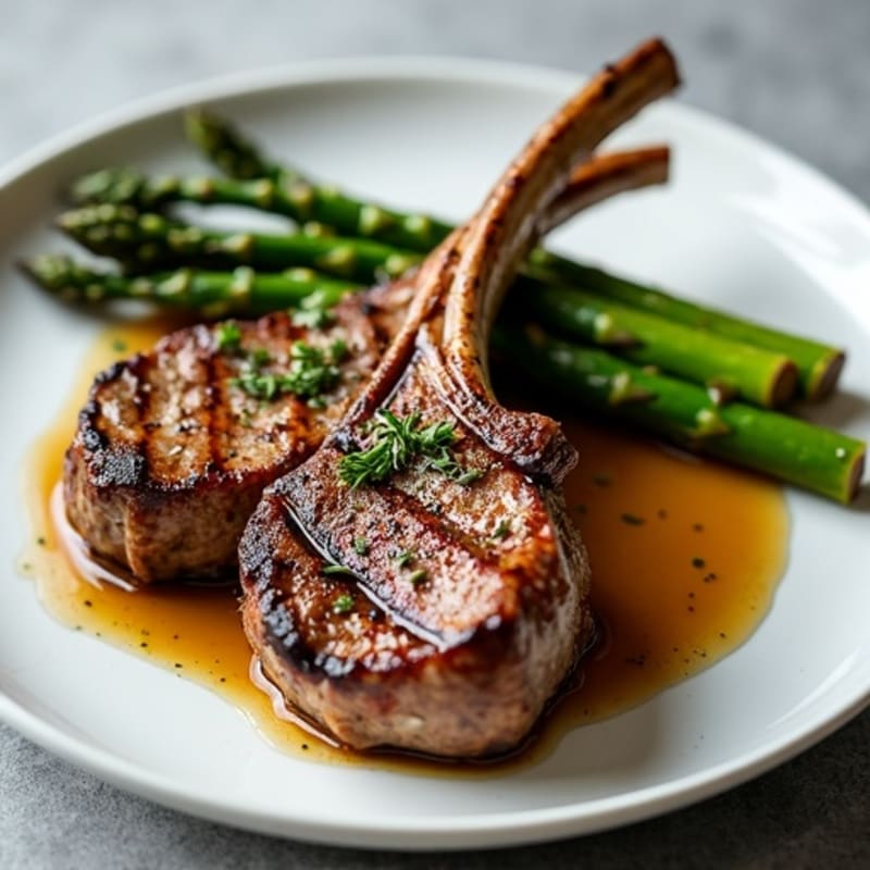 Grilled Herb Lamb Chops with Roasted Asparagus