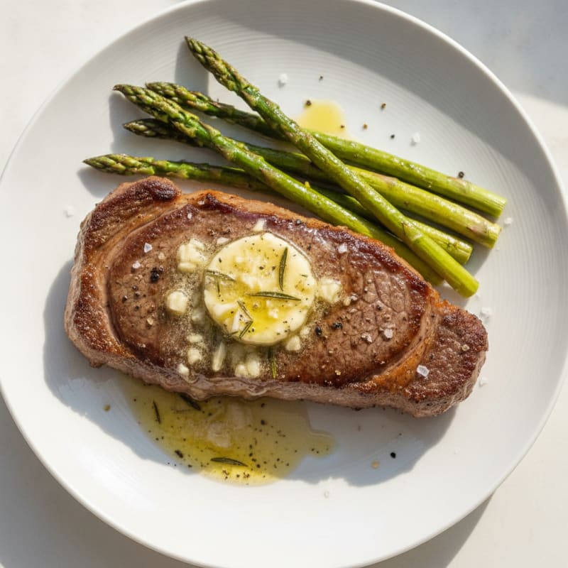Pan-Seared New York Steak with Garlic Butter