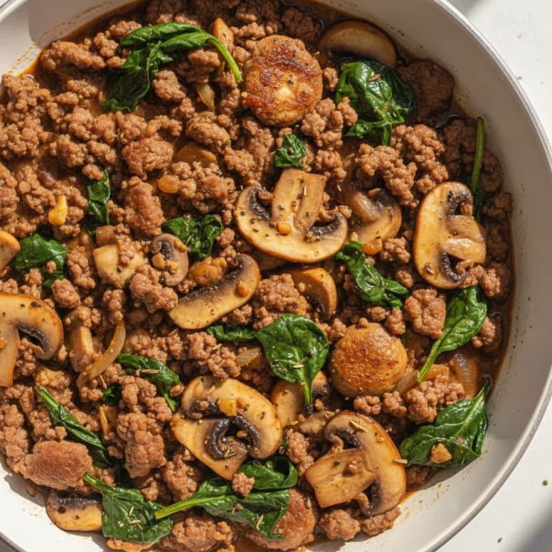 Savory Ground Beef and Mushroom Skillet