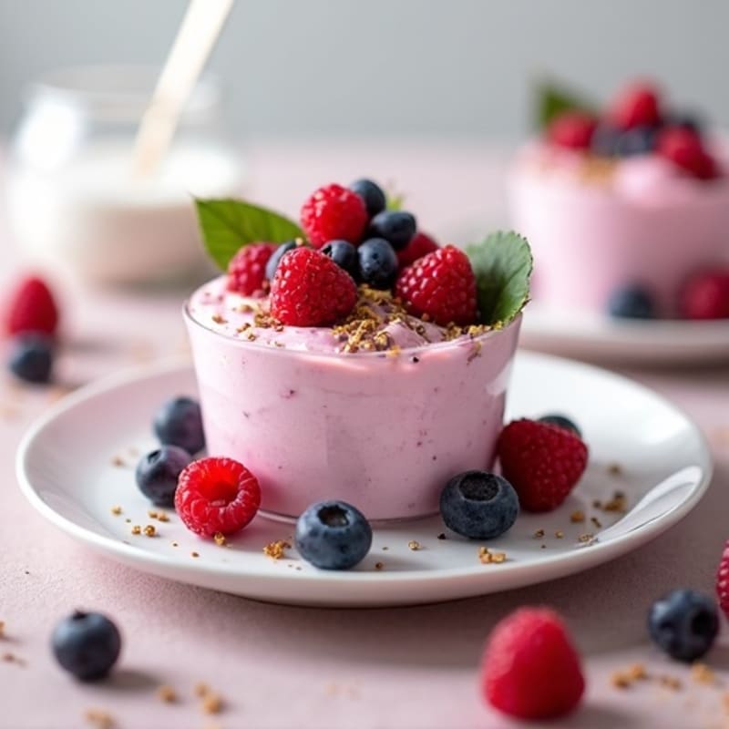 Silky Greek Yogurt Protein Mousse with Mixed Berries