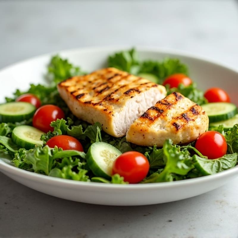 Grilled Chicken Breast over Mixed Greens with Lemon Vinaigrette