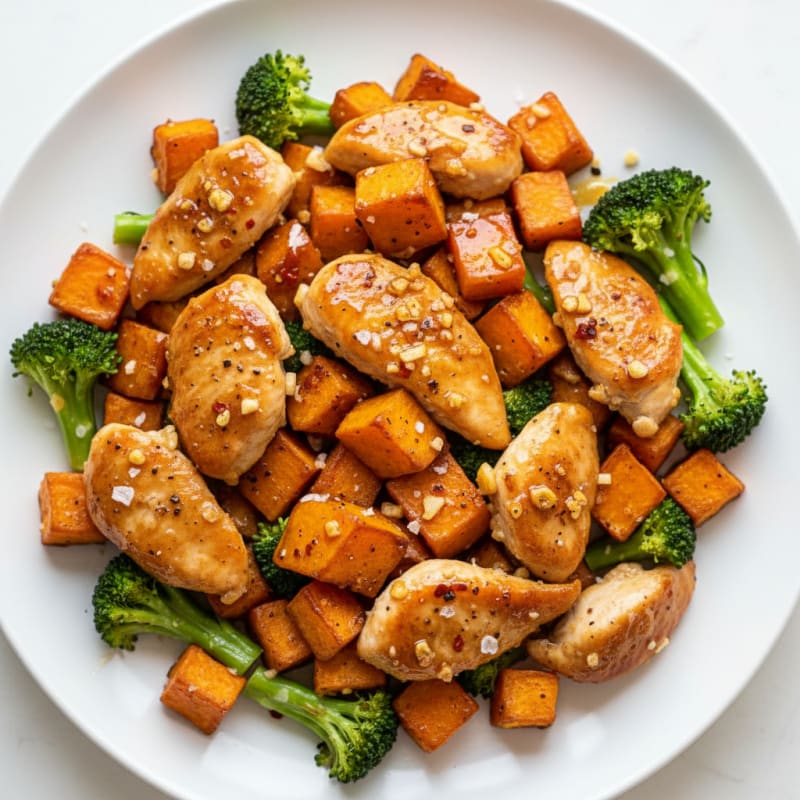 Sheet Pan Honey-Garlic Chicken and Sweet Potatoes