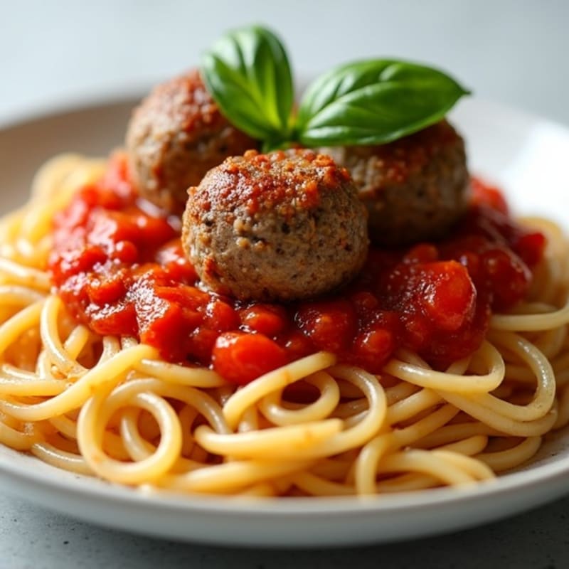Lean Beef Meatballs with Whole Wheat Spaghetti and Fresh Tomato Sauce