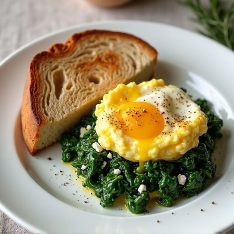 Scrambled Egg Whites with Sautéed Spinach and Feta