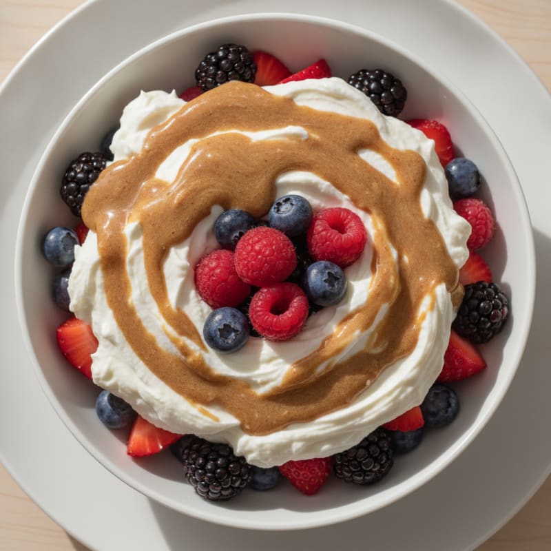 Greek Yogurt Protein Parfait with Mixed Berries and Almond Butter