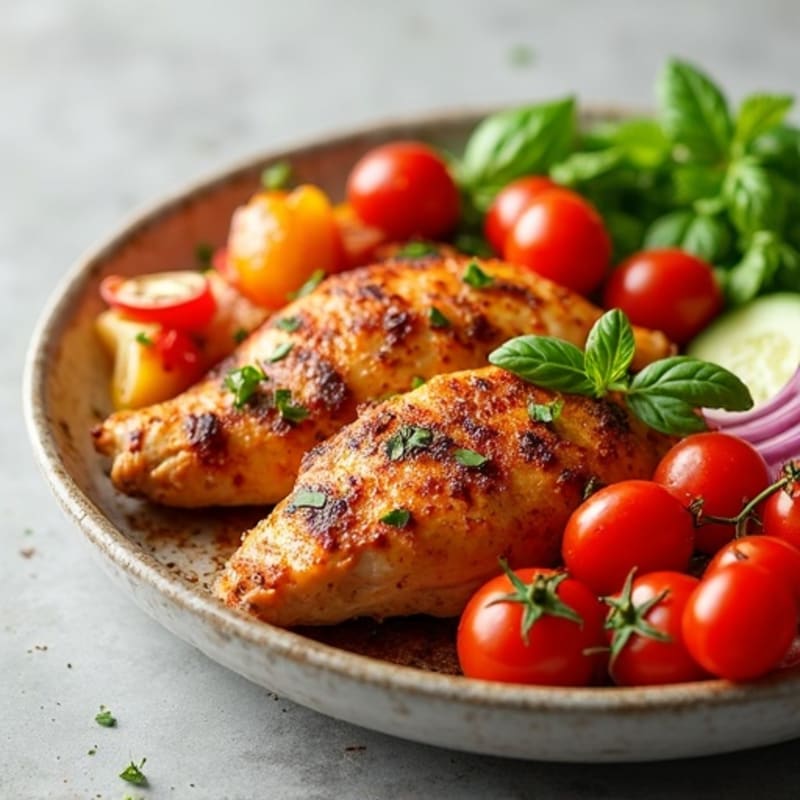 Roasted Shawarma Chicken with Fresh Vegetables