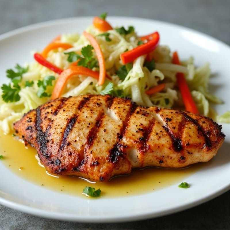 Grilled Chicken Breast with Crunchy Cabbage Slaw