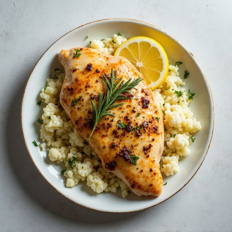 Herb-Roasted Chicken with Garlic Cauliflower Rice