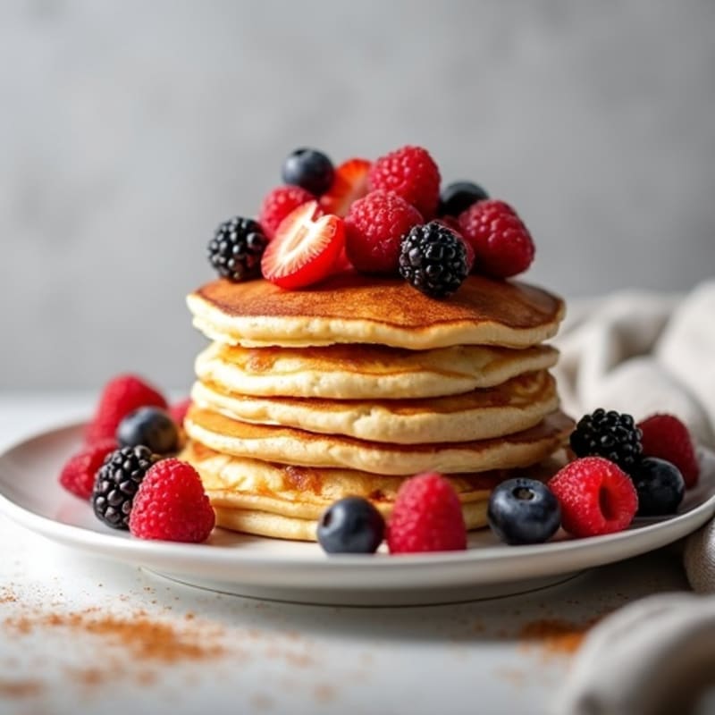 Fluffy Protein Pancakes with Fresh Berries