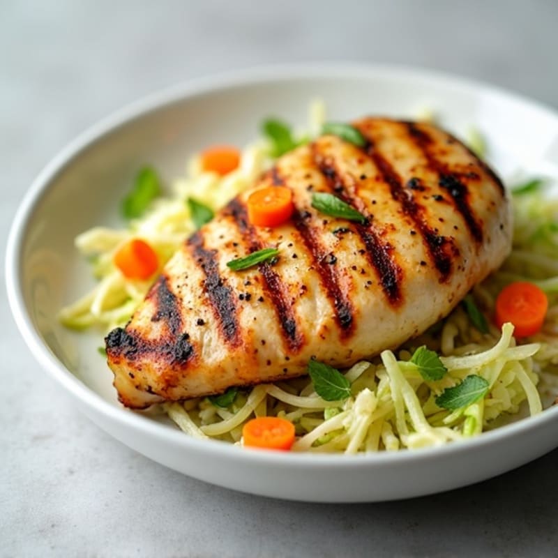Grilled Chicken Breast with Crunchy Cabbage Slaw