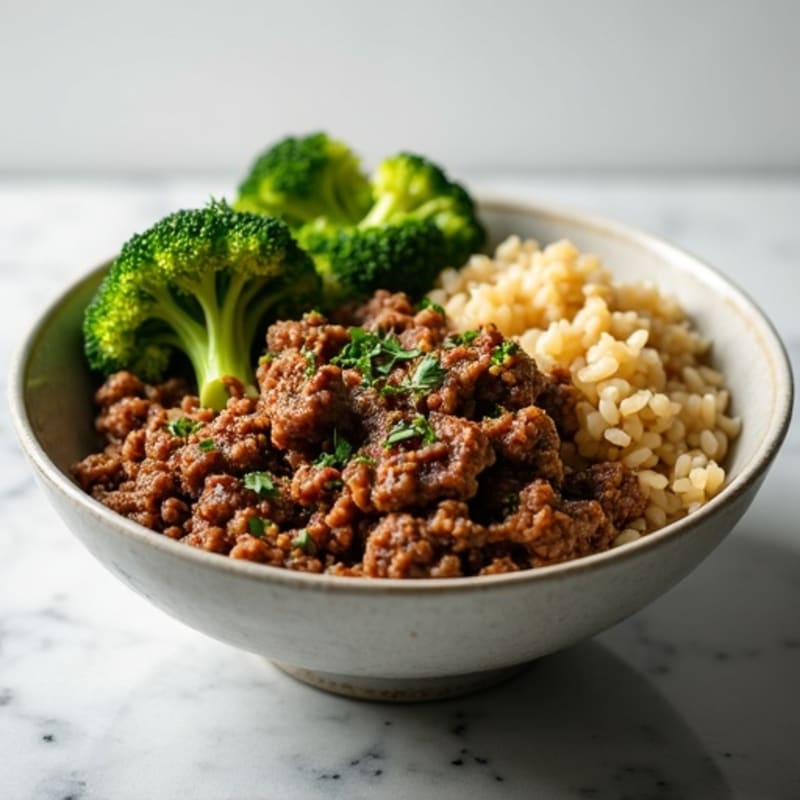 Lean Beef and Roasted Broccoli Rice Bowl