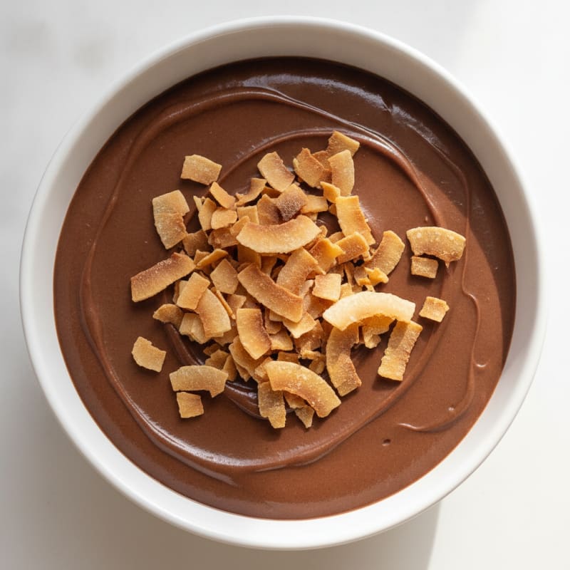 Silky Chocolate Protein Pudding with Toasted Coconut