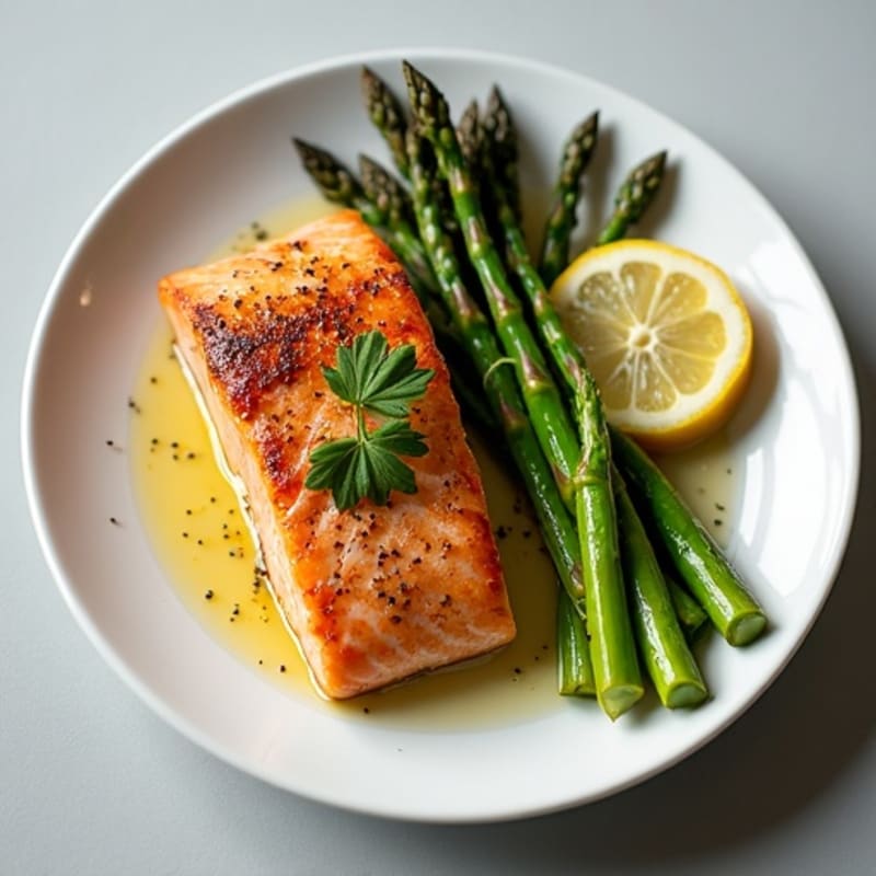 Crispy Pan-Seared Salmon with Roasted Asparagus