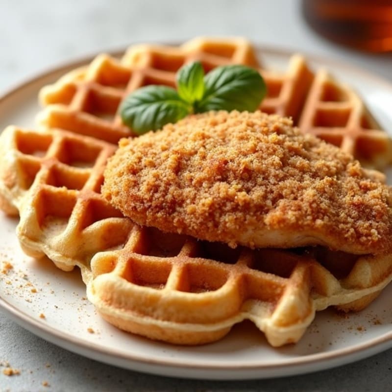Crispy Baked Chicken with Golden Whole Wheat Waffles