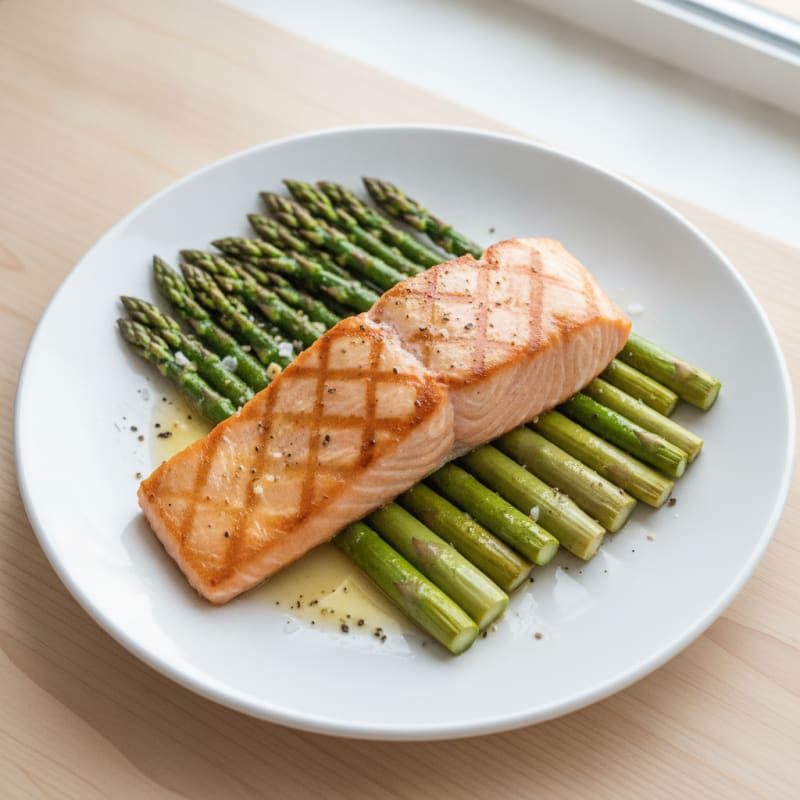 Pan-Seared Salmon with Roasted Asparagus