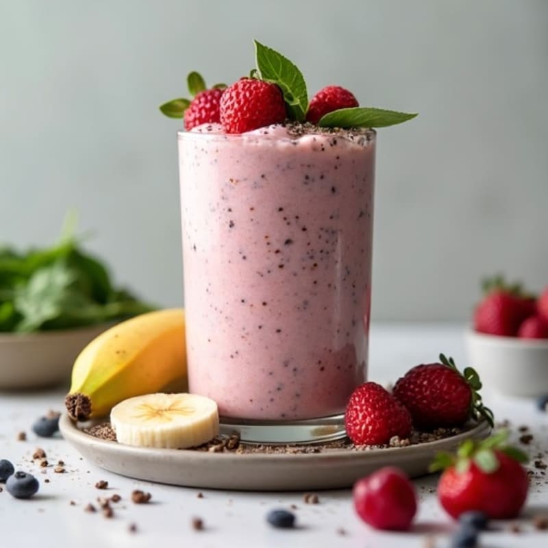 Silky Tofu Protein Smoothie with Chia and Spinach