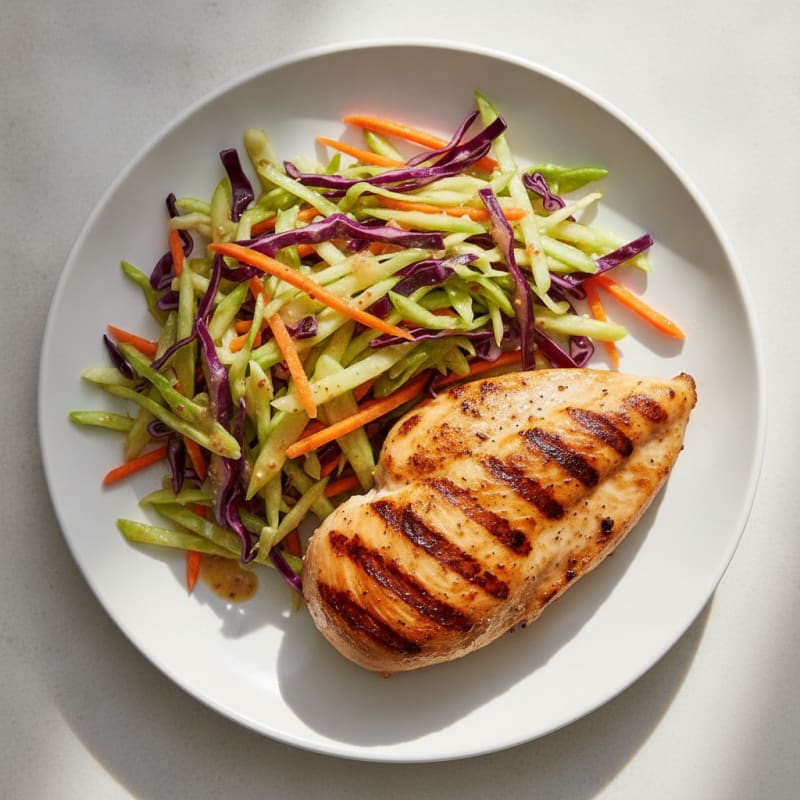 Grilled Chicken Breast with Crunchy Cabbage Slaw