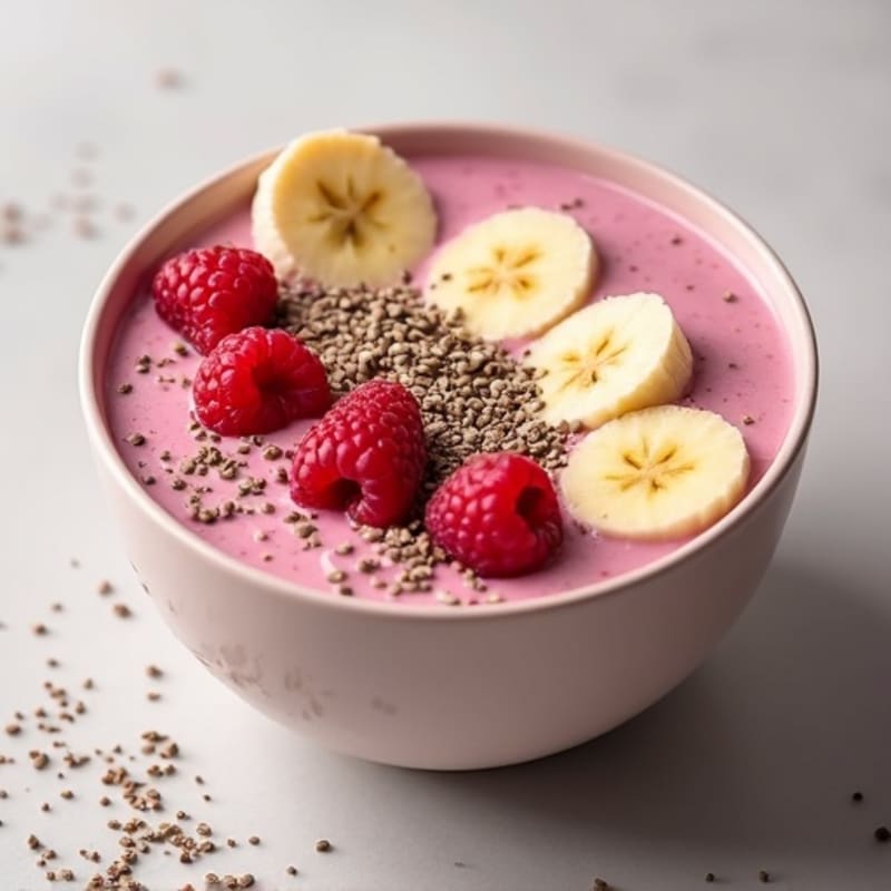 Creamy Raspberry Vanilla Protein Smoothie Bowl