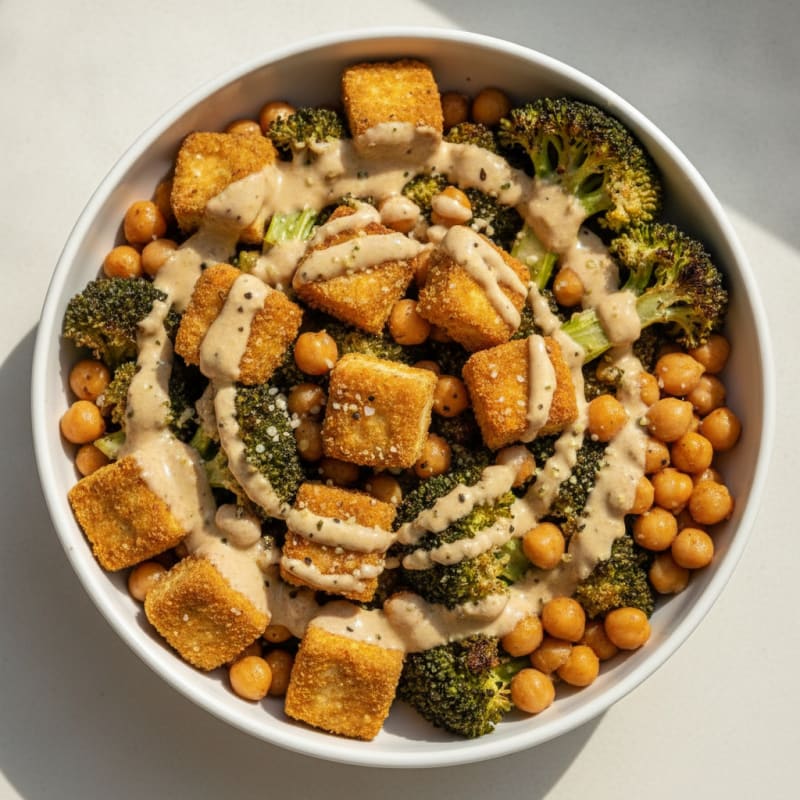 Roasted Vegetable Buddha Bowl with Tahini Dressing
