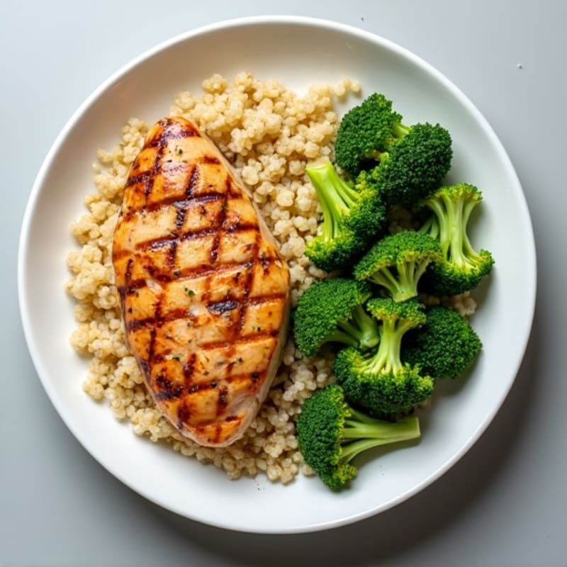 Grilled Chicken Breast with Quinoa and Steamed Broccoli