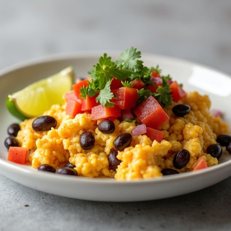 Egg White Scramble with Black Beans and Pico de Gallo