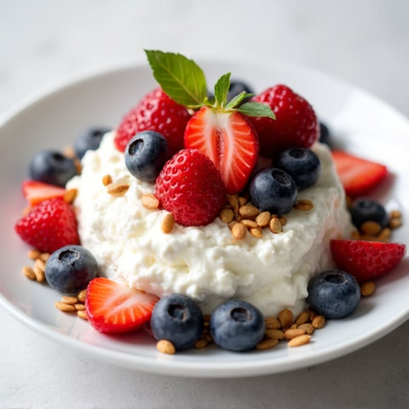 Cottage Cheese with Fresh Berries and Toasted Pumpkin Seeds