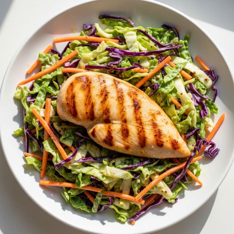 Grilled Chicken Breast with Crunchy Cabbage Slaw