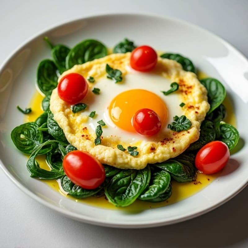 Egg White and Spinach Scramble with Cherry Tomatoes