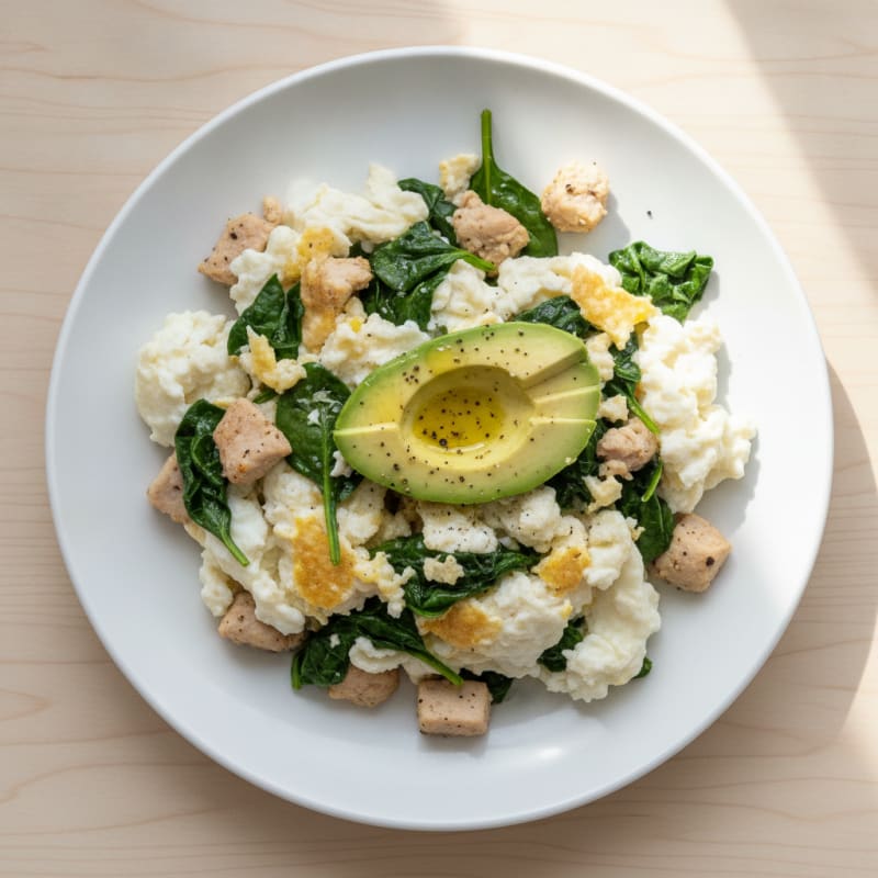 Egg White Scramble with Turkey and Spinach