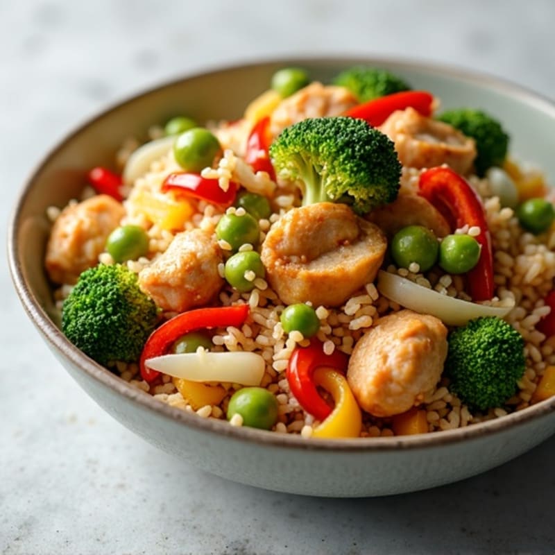 Savory Chicken and Fresh Vegetable Brown Rice Stir-Fry