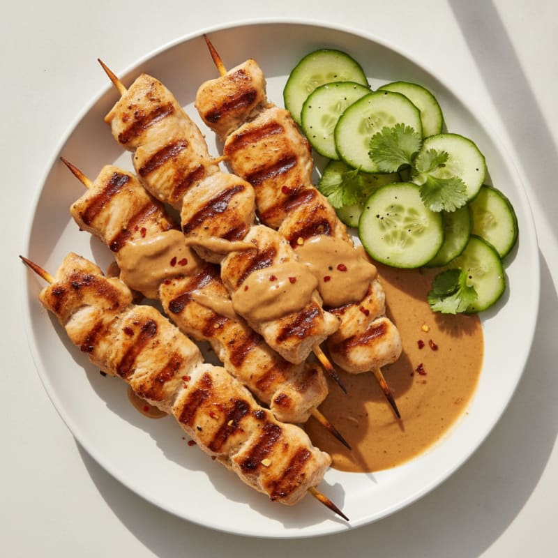 Lemongrass Chicken Skewers with Peanut Sauce