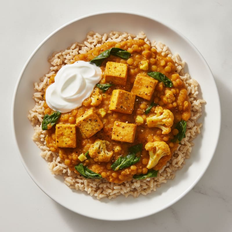 Lentil and Vegetable Curry with Brown Rice