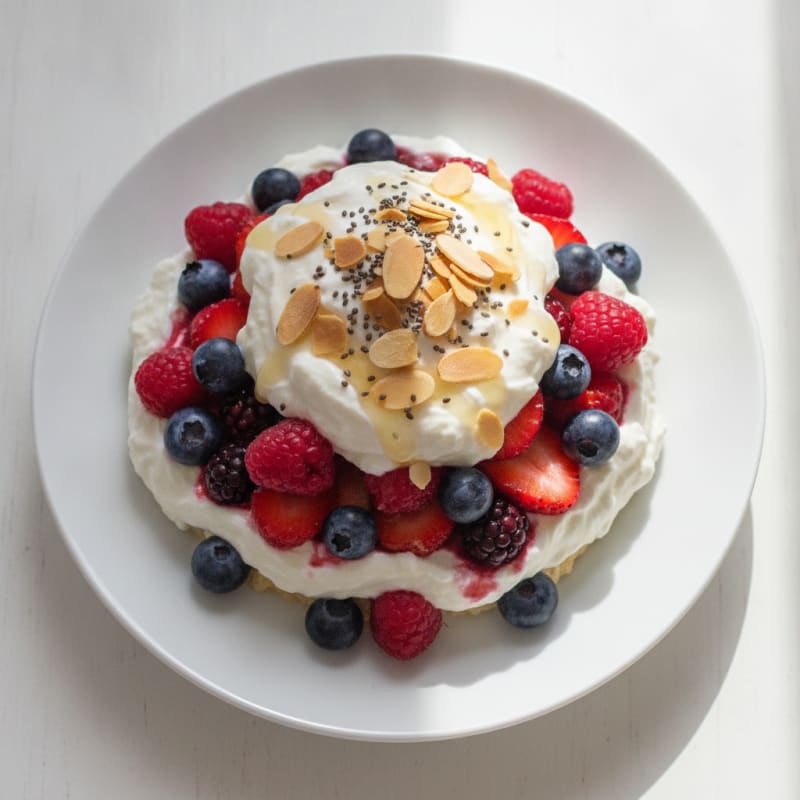 Greek Yogurt Protein Parfait with Mixed Berries and Almonds