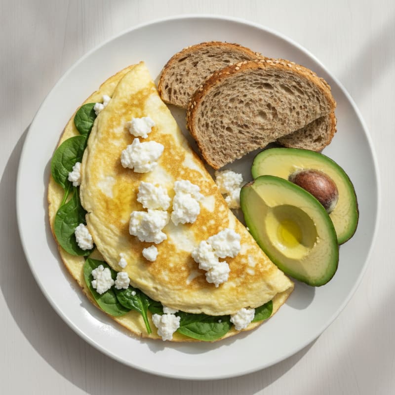 Egg White Spinach Omelette with Cottage Cheese