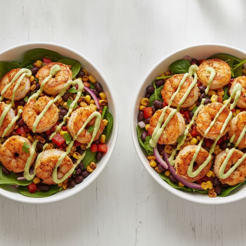 Black Bean and Corn Salsa Bowls with Zesty Shrimp