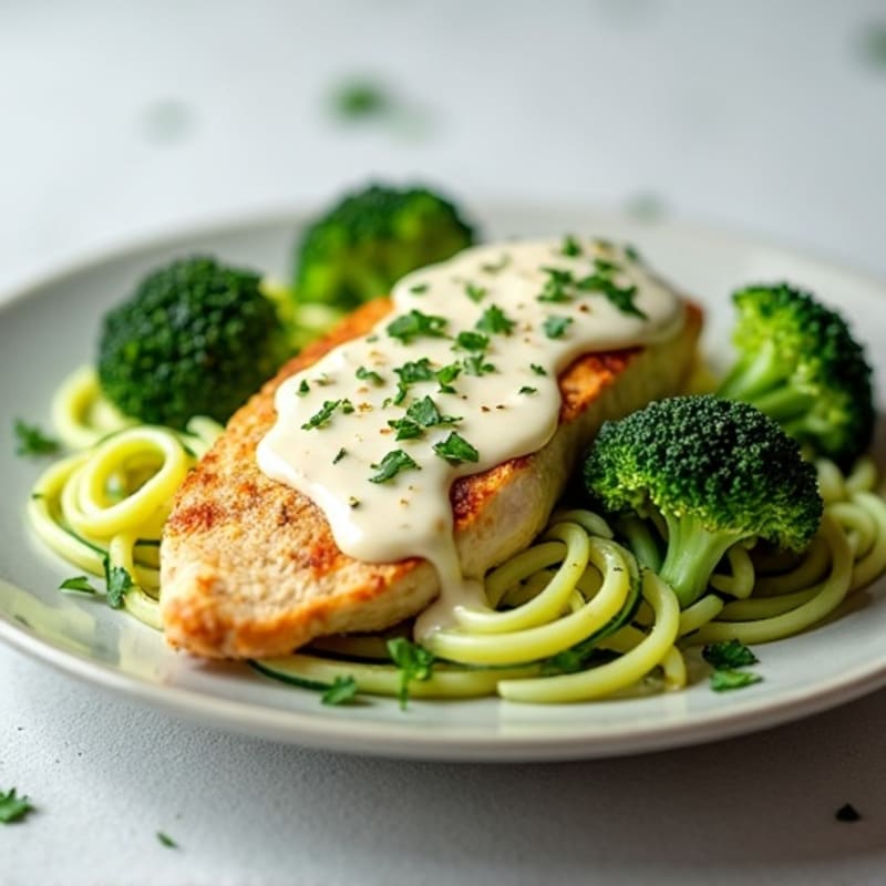 Healthy Creamy Chicken Alfredo with Broccoli