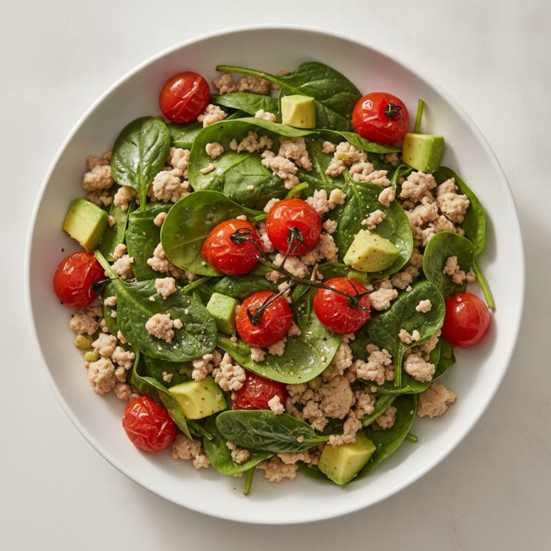 Egg White and Turkey Spinach Scramble with Roasted Tomatoes