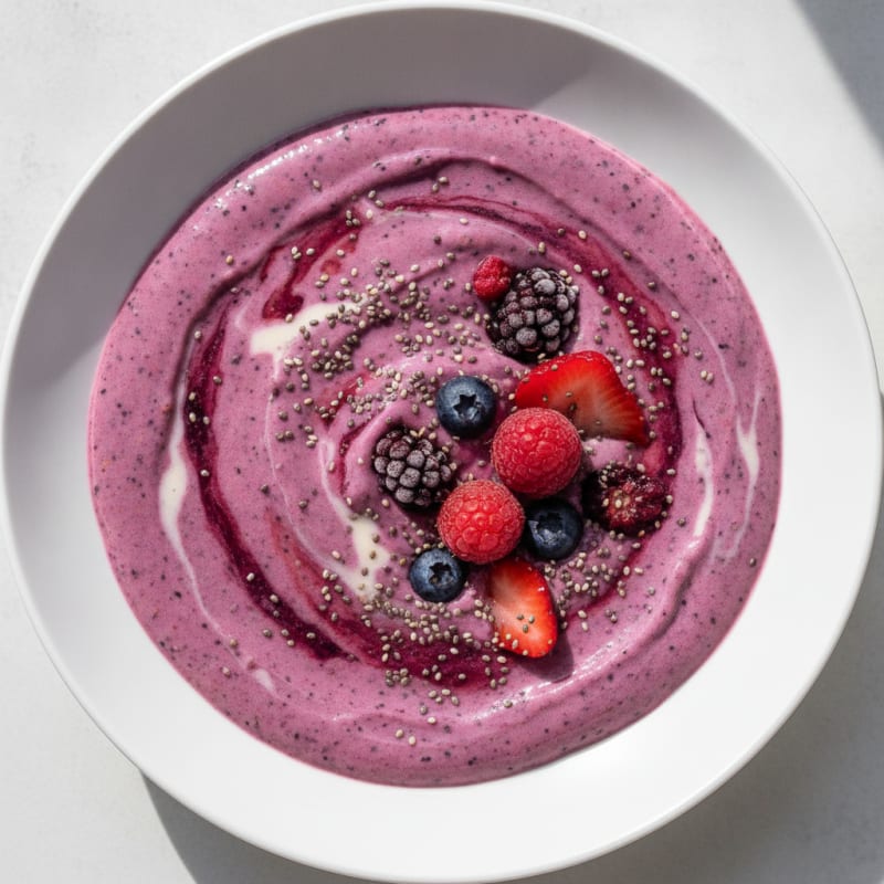 Silky Tofu Protein Smoothie with Chia and Berries
