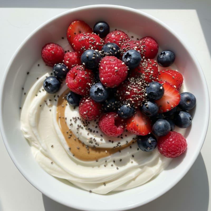 Creamy Greek Yogurt Protein Pudding with Mixed Berries
