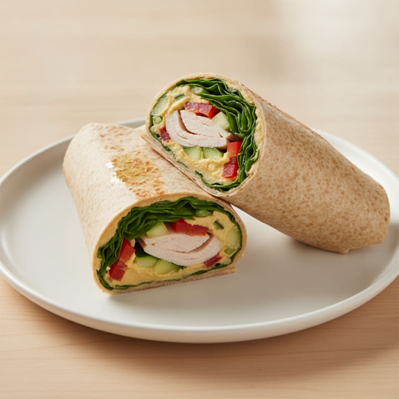 Turkey and Spinach Wrap with Creamy Hummus Spread