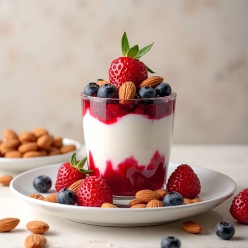 Greek Yogurt Protein Parfait with Mixed Berries and Almonds