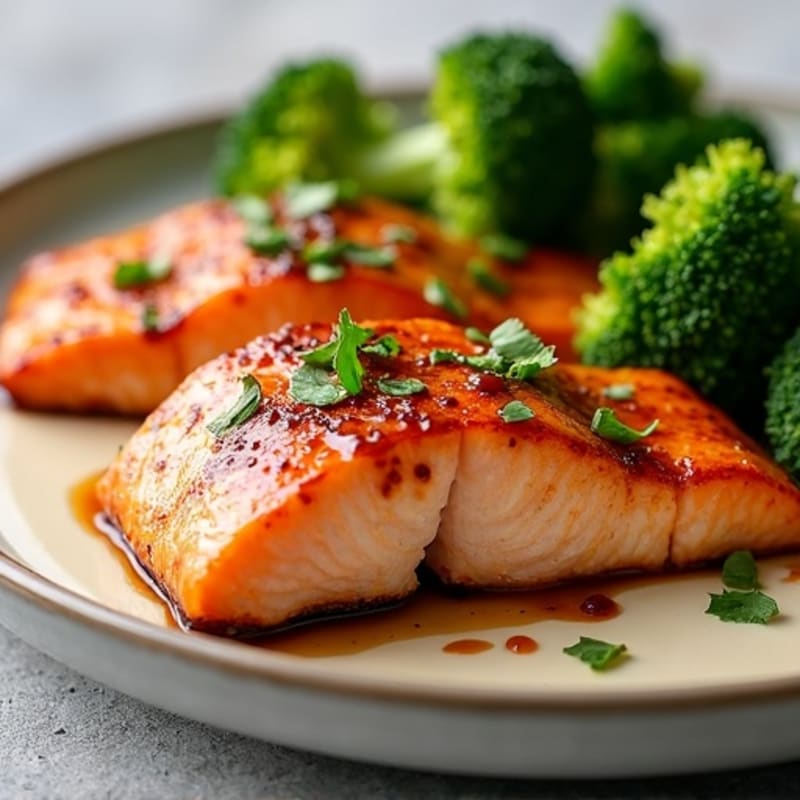 Flaky Baked Teriyaki Salmon with Roasted Broccoli