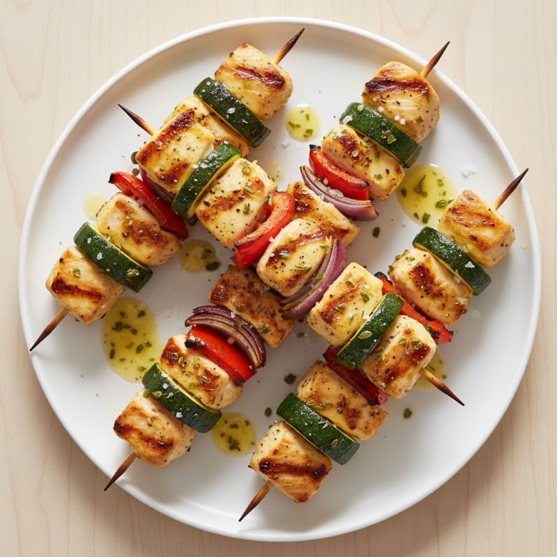 Zesty Grilled Halloumi and Vegetable Skewers